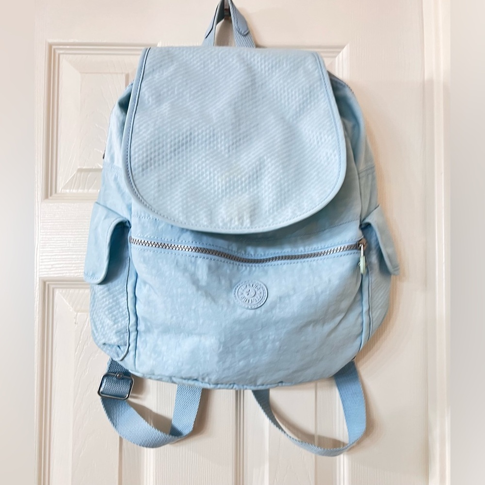 Kipling Sz M Light Blue Lightweight School Laptop Travel Daypack Backpack